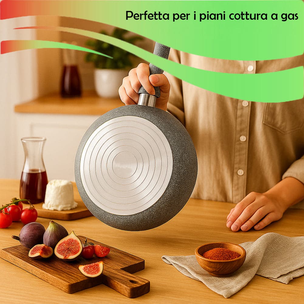 Set Padella 32cm e Bistecchiera 24x24cm Rivestimento Antiaderente Effetto Pietra in Padelle grill Esplodia - Napoli, commercioVirtuoso.it