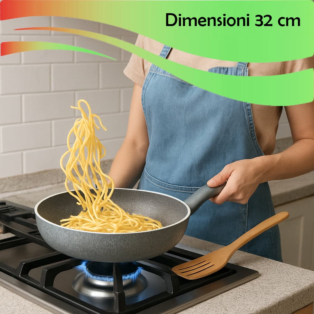 Set Padella 32cm e Bistecchiera 24x24cm Rivestimento Antiaderente Effetto Pietra in Padelle grill Esplodia - Napoli, commercioVirtuoso.it