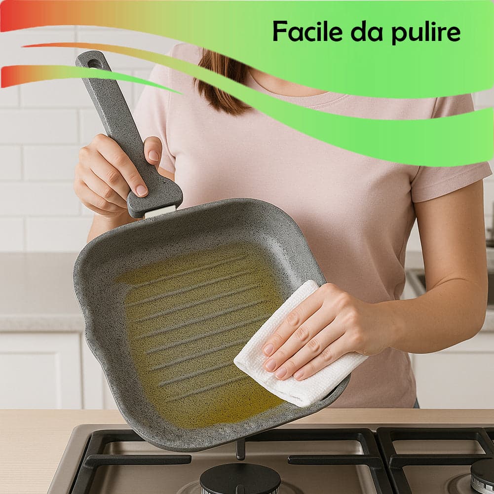 Set Padella 32cm e Bistecchiera 24x24cm Rivestimento Antiaderente Effetto Pietra in Padelle grill Esplodia - Napoli, commercioVirtuoso.it