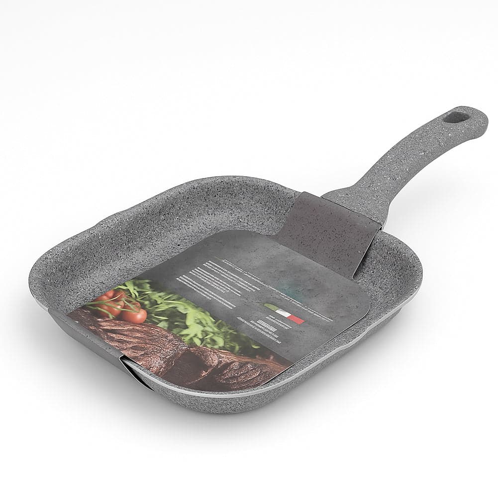 Set Padella 32cm e Bistecchiera 24x24cm Rivestimento Antiaderente Effetto Pietra in Padelle grill Esplodia - Napoli, commercioVirtuoso.it