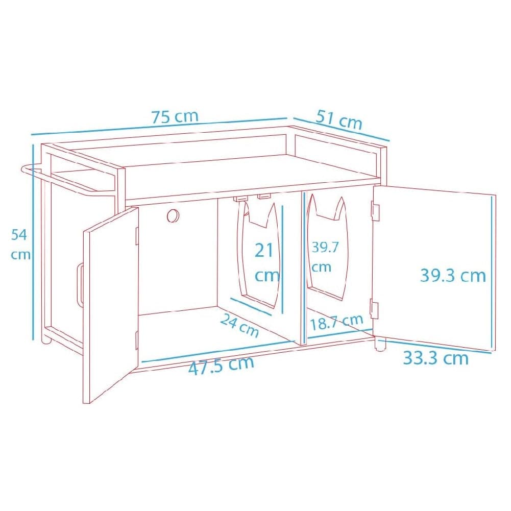 Mobile Lettiera per Gatti Bianco con 2Ante Chiusura Magnetica e Ingresso Laterale in Contenitori per lettiere e cassette igieniche Danyx - Casoria, commercioVirtuoso.it