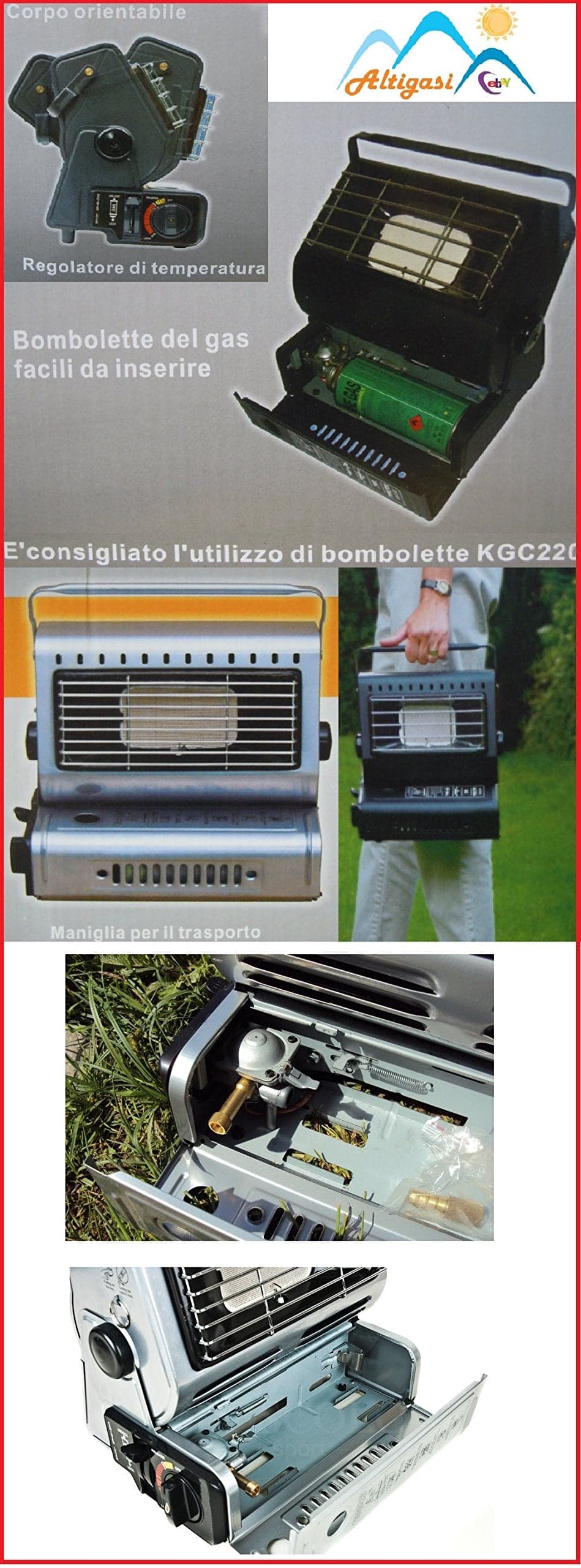 Stufa STUFETTA A Gas Portatile Doppia CONNESSIONE GPL - 6 Cartuccia Omaggio FRA in prodotto EuroStore07 - Alatri, commercioVirtuoso.it