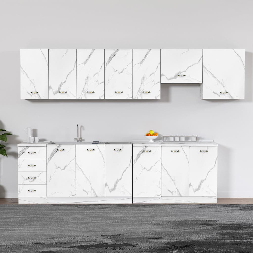 Mobile Base Cucina Componibile Minimal Bianco Effetto Marmo 1 Anta e 2 Scomparti in Moduli componibili Esplodia - Napoli, commercioVirtuoso.it
