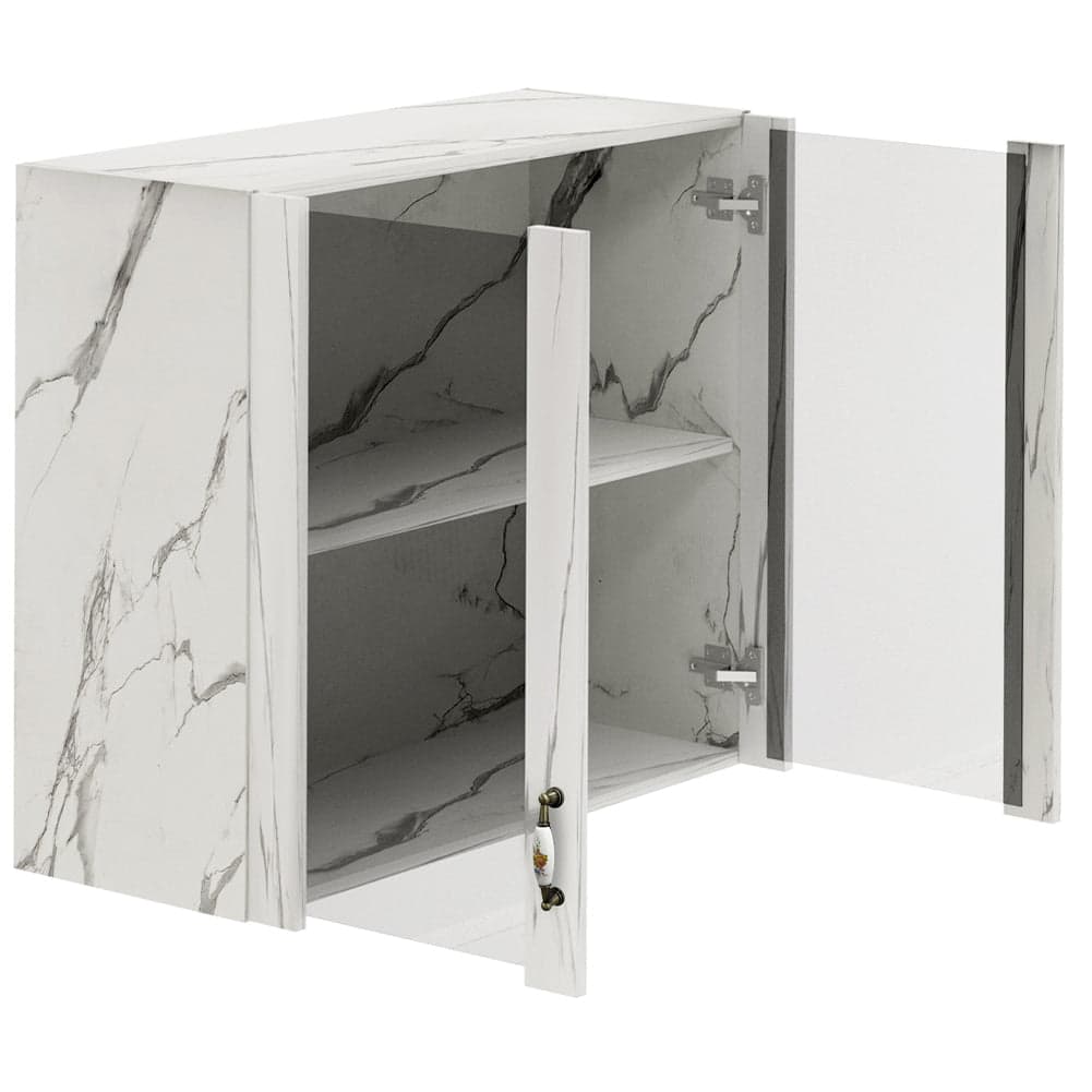 Pensile da Cucina Armadio Sospeso con Vetro da Parete Bianco Effetto Marmo in Mobili a muro Esplodia - Napoli, commercioVirtuoso.it
