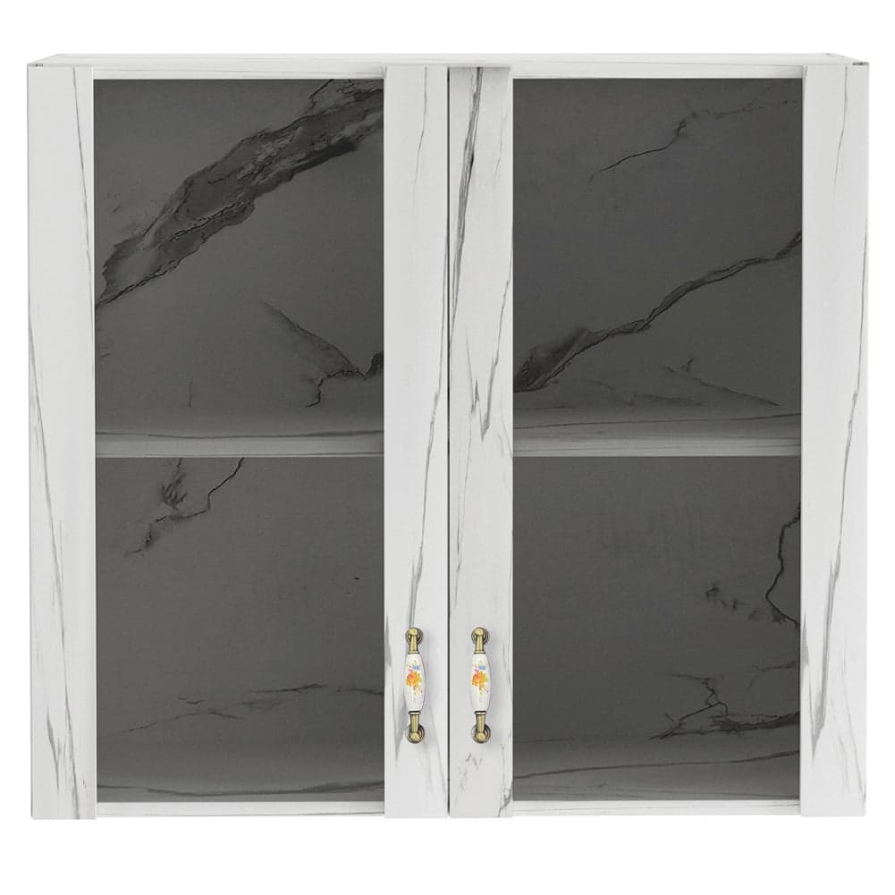 Pensile da Cucina Armadio Sospeso con Vetro da Parete Bianco Effetto Marmo in Mobili a muro Esplodia - Napoli, commercioVirtuoso.it