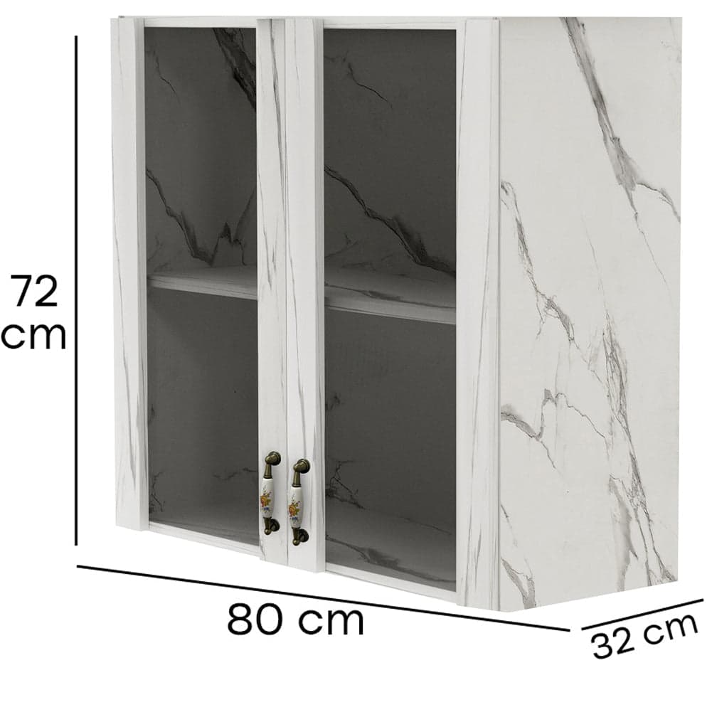 Pensile da Cucina Armadio Sospeso con Vetro da Parete Bianco Effetto Marmo in Mobili a muro Esplodia - Napoli, commercioVirtuoso.it