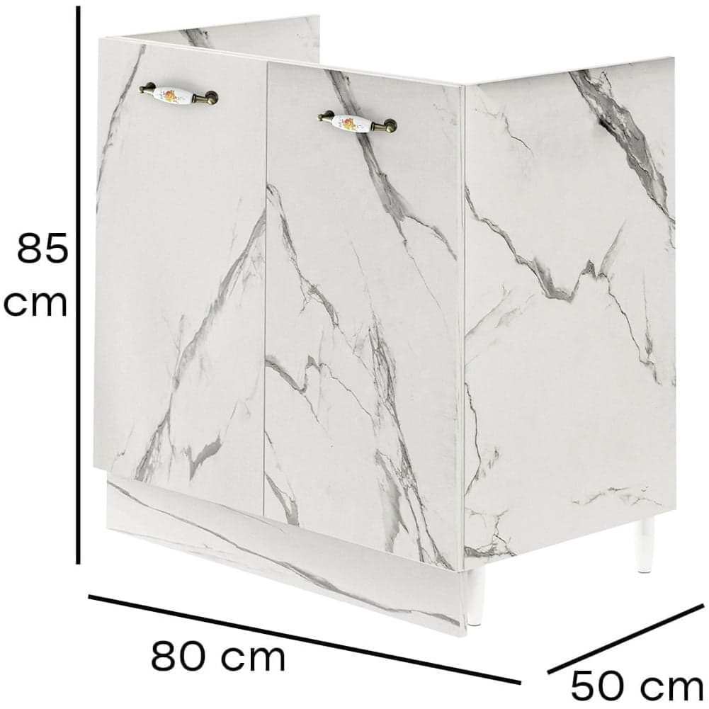 Mobile Sottolavello Cucina Componibile Mobiletto Bianco Effetto Marmo con 2 Ante in Moduli componibili Esplodia - Napoli, commercioVirtuoso.it