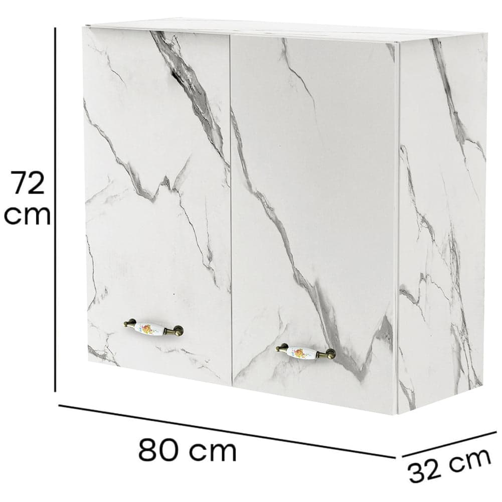 Pensile da Cucina Armadio Sospeso da Parete Doppia Anta Bianco Effetto Marmo in Mobili a muro Esplodia - Napoli, commercioVirtuoso.it