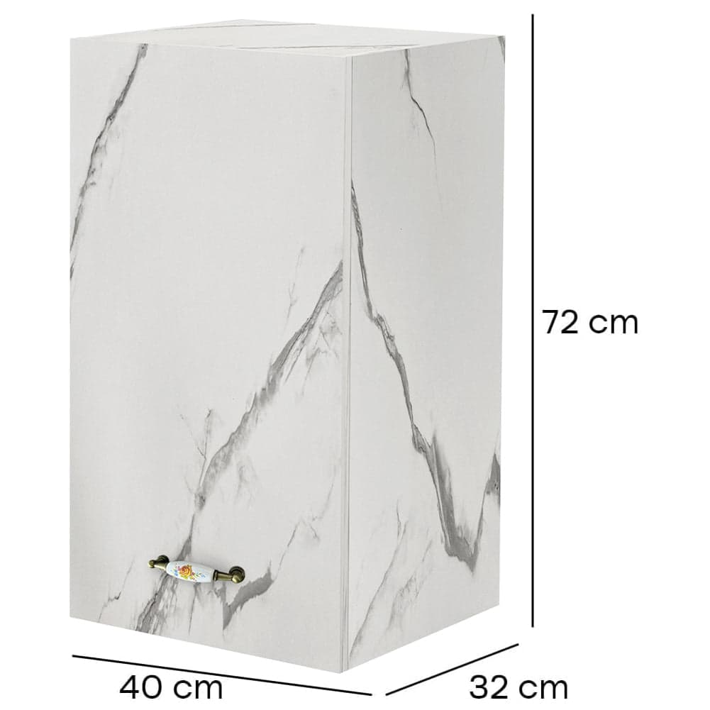 Pensile da Cucina Armadio Sospeso da Parete Design Minimal Bianco Effetto Marmo in Mobili a muro Esplodia - Napoli, commercioVirtuoso.it