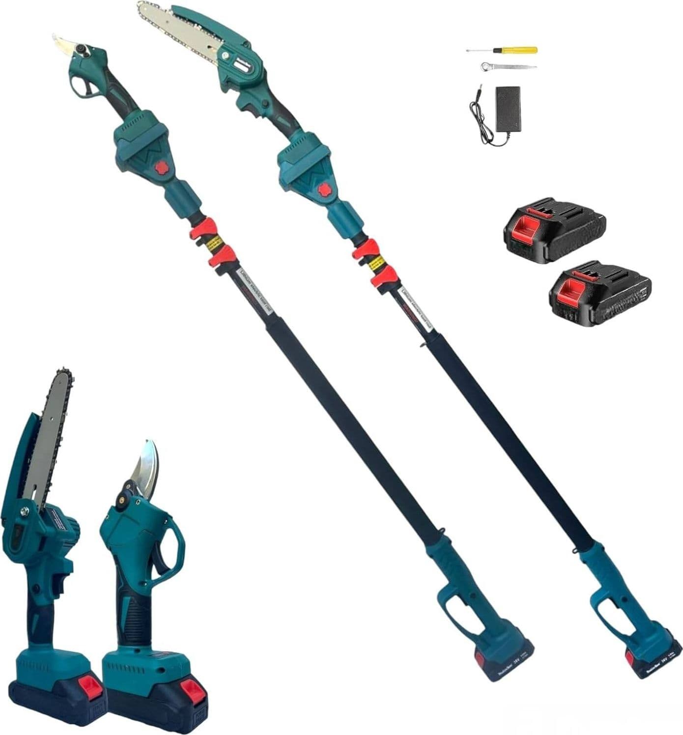 KIT PER POTATURA PROFESSIONALE MINI MOTOSEGA + FORBICE CESOIA + ASTA TELESCOPICA - 2