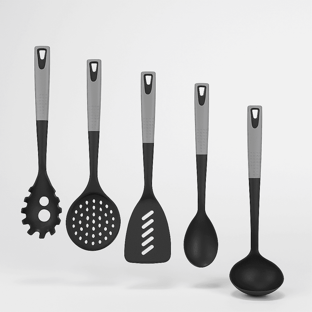 Kit 5pz Utensili Cucina Mestoli in Polipropilene Manico Soft Antiaderenti