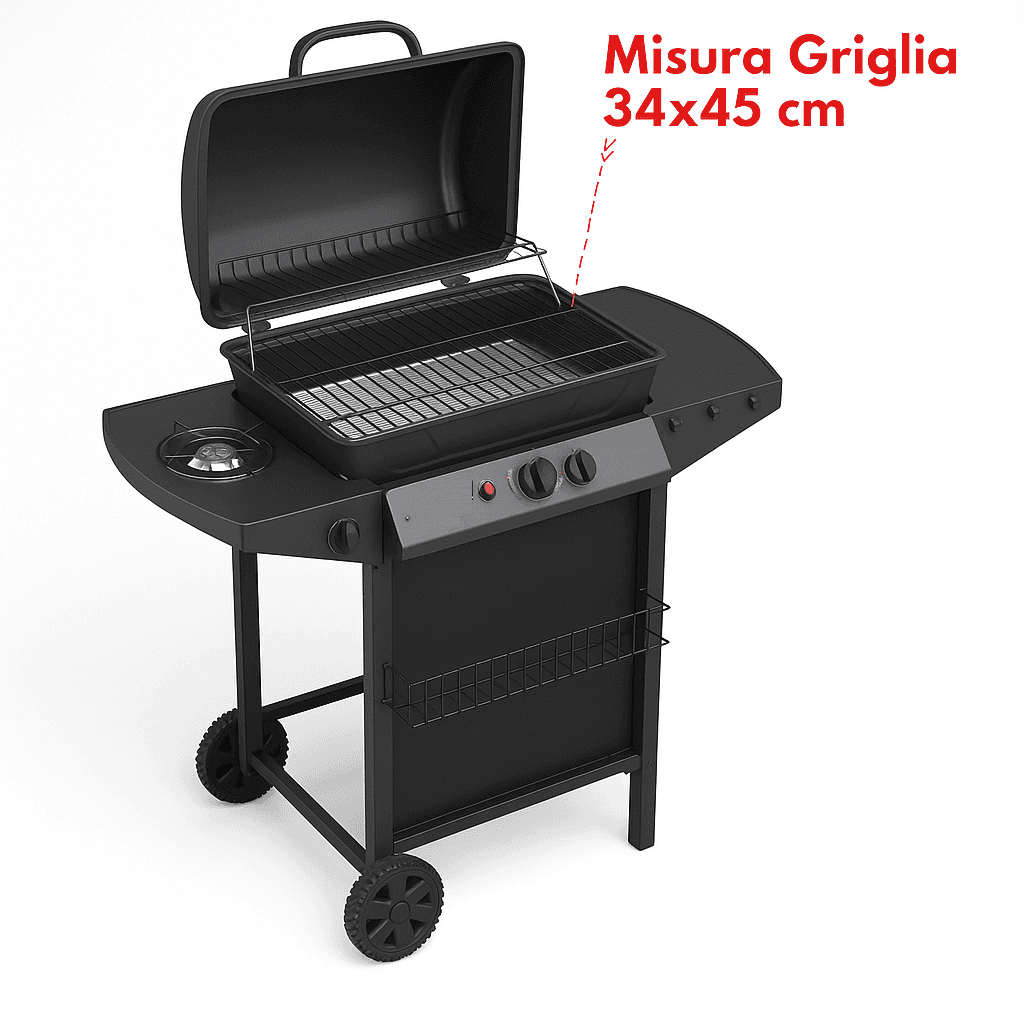 Barbecue a Gas con Fornello Laterale e Pietra Lavica Griglia Acciaio da Giardino in Barbecue a gas Danyx - Casoria, commercioVirtuoso.it