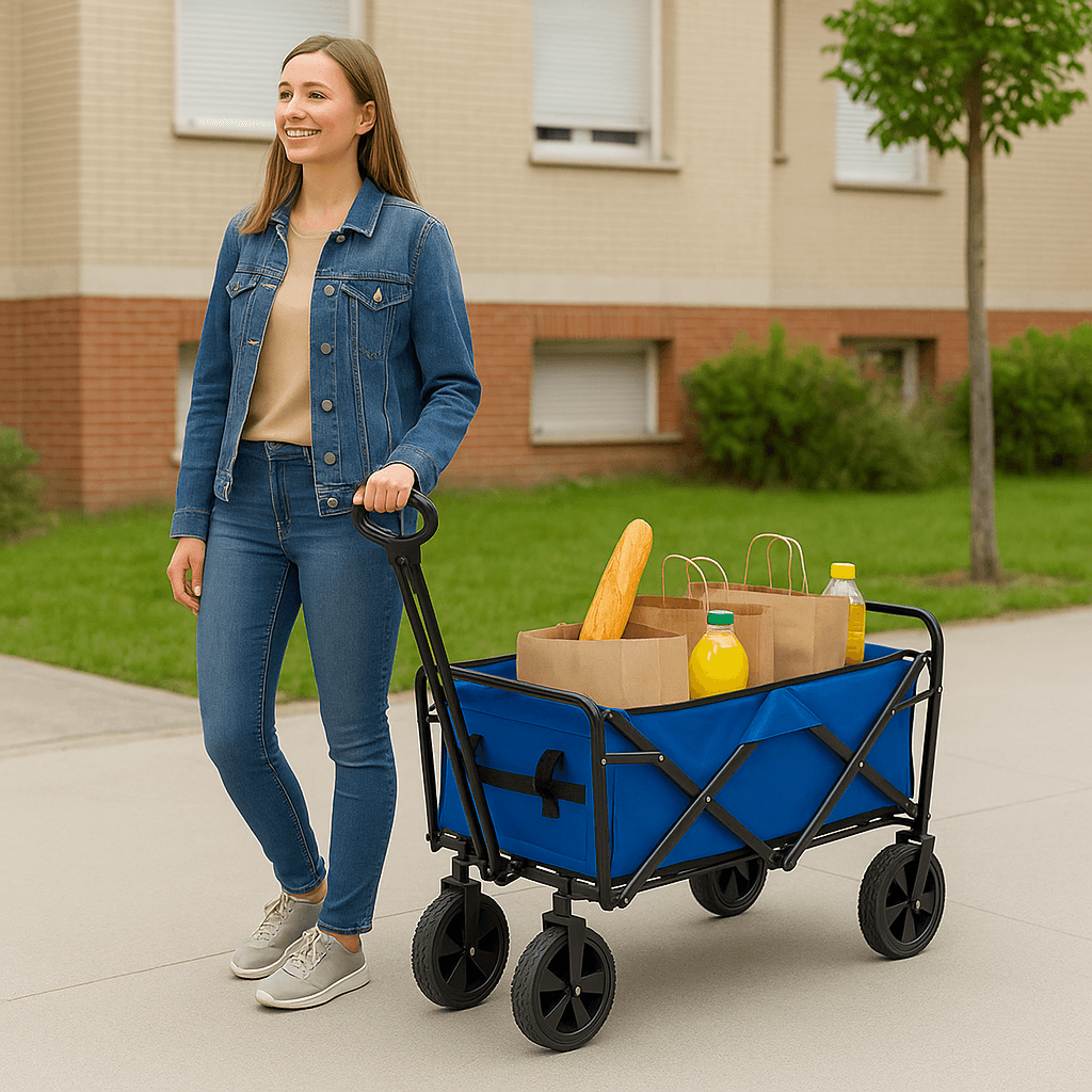 Carrello Pieghevole in Tessuto Oxford con 4Ruote in Gomma e Telaio in Acciaio Blu in Carrelli e vagoni Danyx - Casoria, commercioVirtuoso.it
