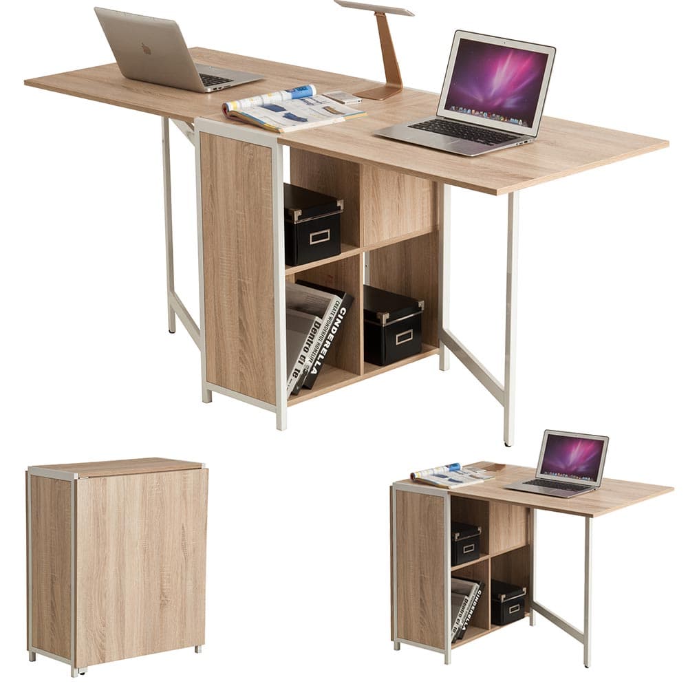 Tavolo Scrivania Richiudibile Allungabile Salvaspazio con Libreria Legno e Metallo in Scrivanie Danyx - Casoria, commercioVirtuoso.it