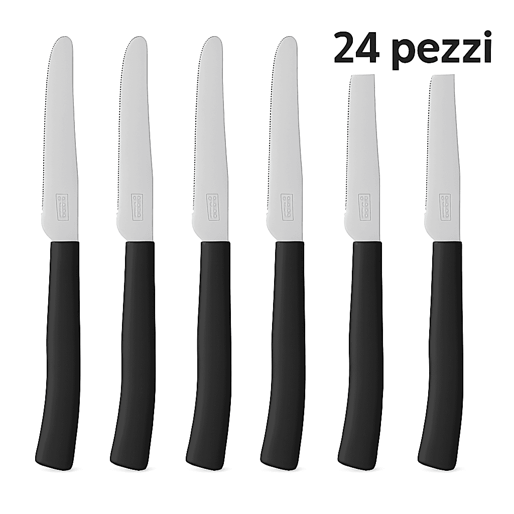 Coltelli da Tavola 24pz Manico in Polipropilene Doppia Affilatura 22cm Nero in Coltelli da bistecca Danyx - Casoria, commercioVirtuoso.it
