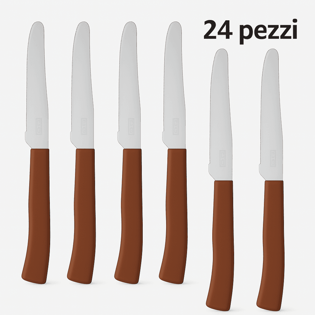 Coltelli da Tavola 24pz Manico in Polipropilene Doppia Affilatura 22cm Marrone in Coltelli da tavola Danyx - Casoria, commercioVirtuoso.it