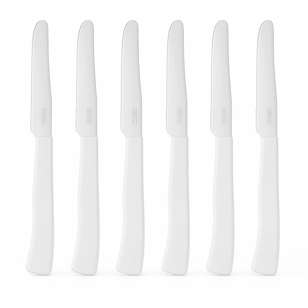 Coltelli da Tavola 24pz Manico in Polipropilene Doppia Affilatura 22cm Bianco