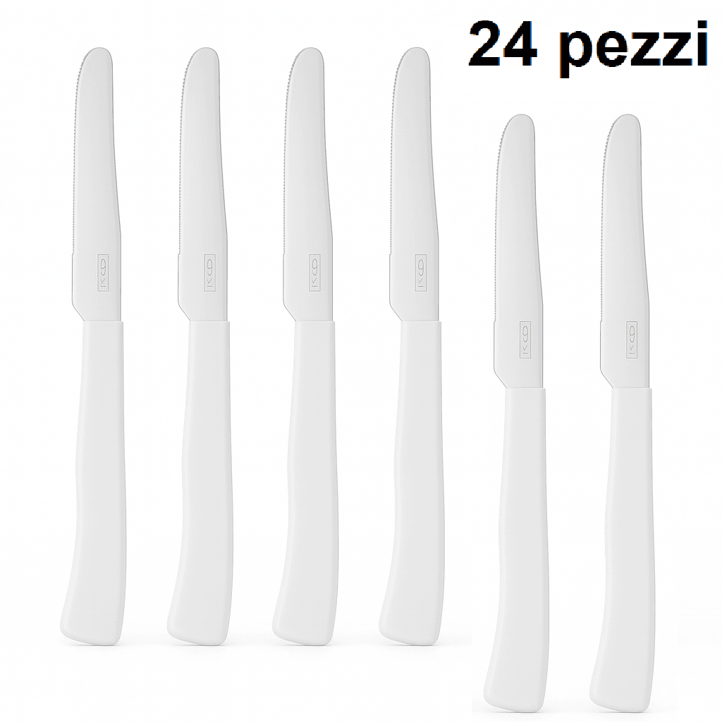 Coltelli da Tavola 24pz Manico in Polipropilene Doppia Affilatura 22cm Bianco in Coltelli da bistecca Danyx - Casoria, commercioVirtuoso.it