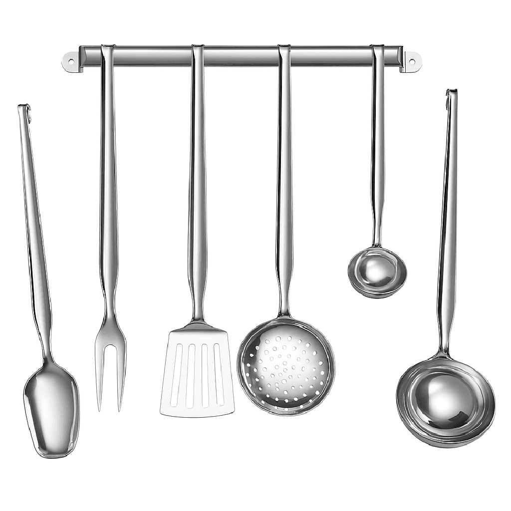 Set Mestoli Cucina Acciaio Inox 6 Pezzi con Barra da Parete – Made in Italy – Lavabili in Lavastoviglie in Palette forate Danyx - Casoria, commercioVirtuoso.it