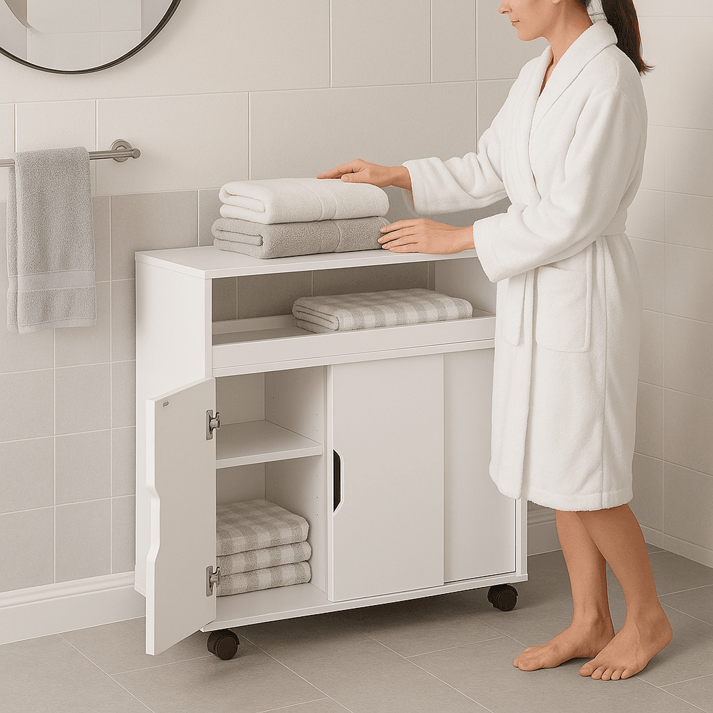 Carrello Portaoggetti Salvaspazio in Legno Bianco con 3Ante e 4Ruote Slim in Carrelli da portata Danyx - Casoria, commercioVirtuoso.it