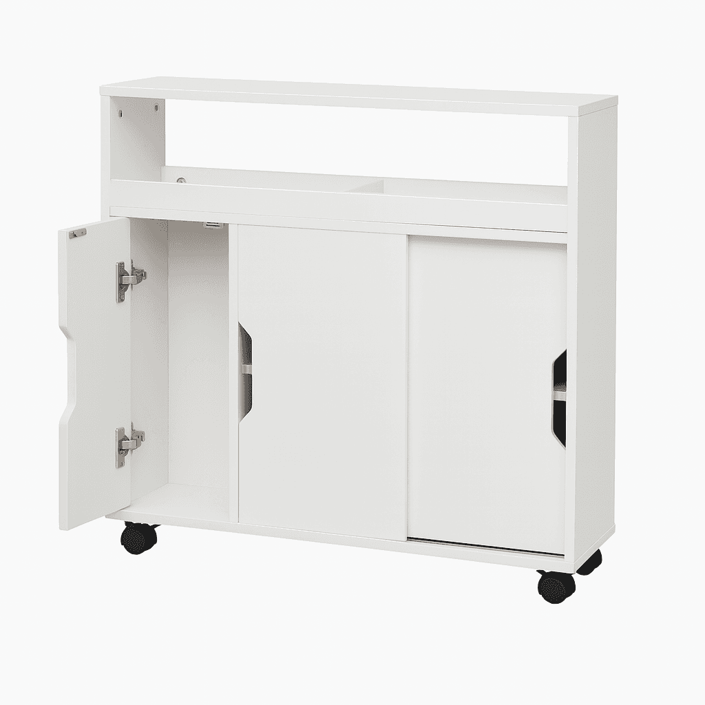 Carrello Portaoggetti Salvaspazio in Legno Bianco con 3Ante e 4Ruote Slim in Carrelli da portata Danyx - Casoria, commercioVirtuoso.it