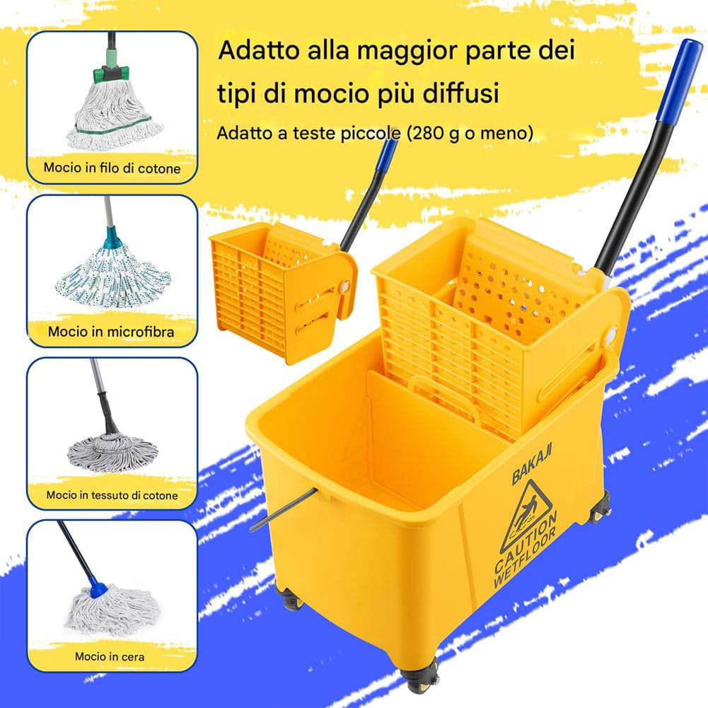 Carrello Pulizie Professionale Secchio Lavapavimenti 20 Lt per Mocio con Ruote in Carrelli per casalinghi Esplodia - Napoli, commercioVirtuoso.it