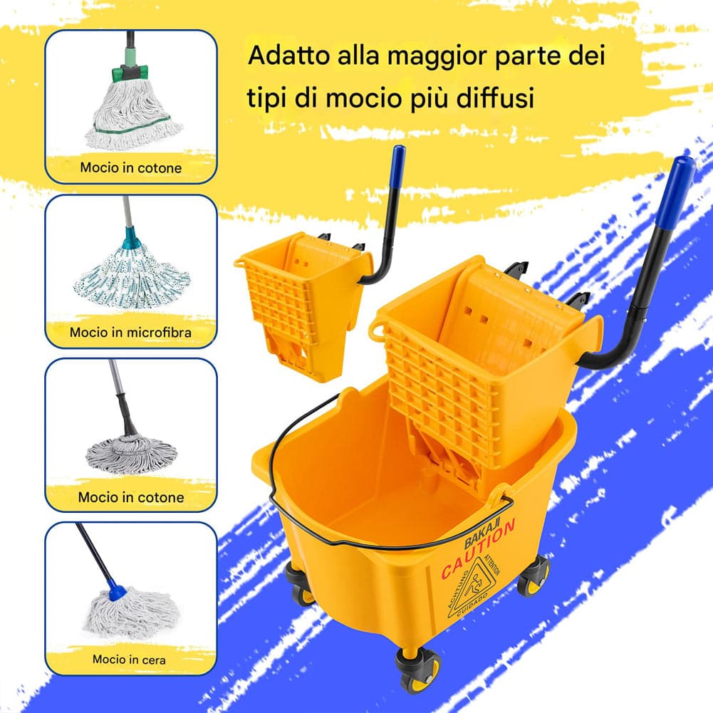 Carrello Pulizie Professionale Secchio Lavapavimenti 23 Lt per Mocio con Ruote in Carrelli per casalinghi Esplodia - Napoli, commercioVirtuoso.it