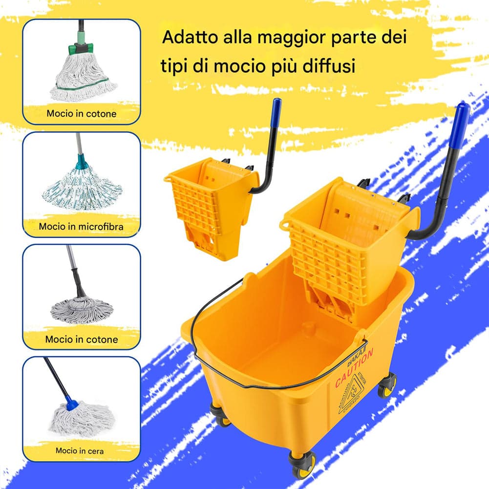 Carrello Pulizie Professionale Secchio Lavapavimenti 33 Lt per Mocio con Ruote in Carrelli per casalinghi Esplodia - Napoli, commercioVirtuoso.it