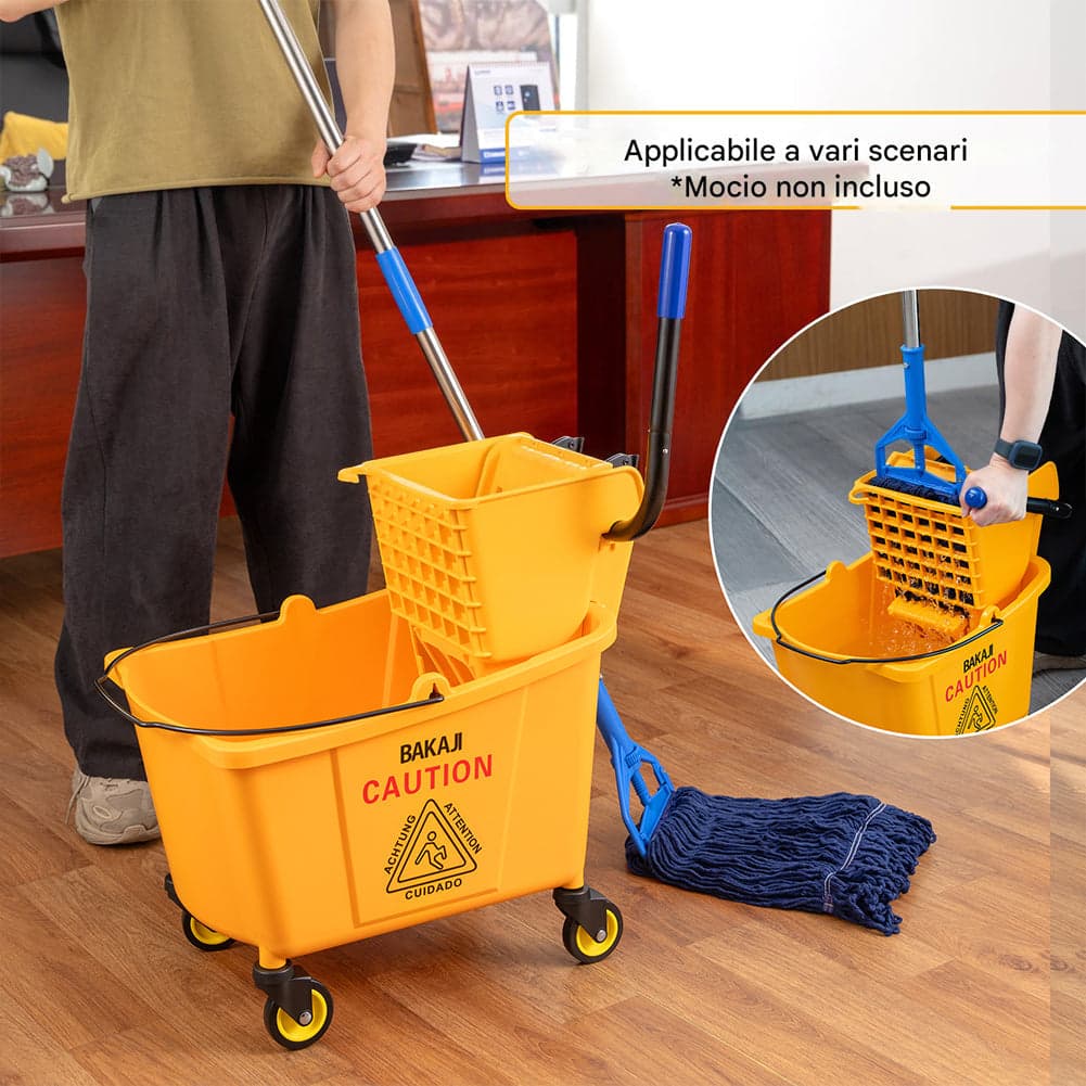 Carrello Pulizie Professionale Secchio Lavapavimenti 33 Lt per Mocio con Ruote in Carrelli per casalinghi Esplodia - Napoli, commercioVirtuoso.it