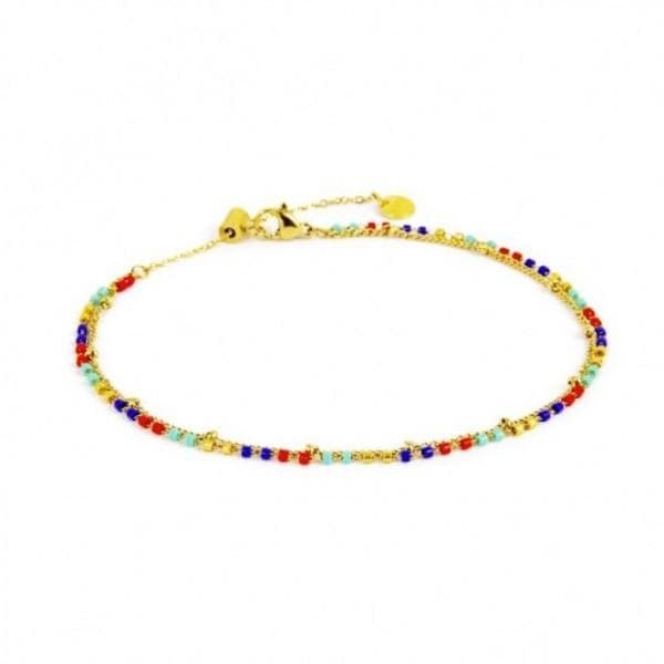 Marlu CAVIGLIERA CON DOPPIA CATENA GRUMETTA E MYUKI MULTICOLORE PVD ORO in Cavigliere Alba Gioielli - Casoria, commercioVirtuoso.it