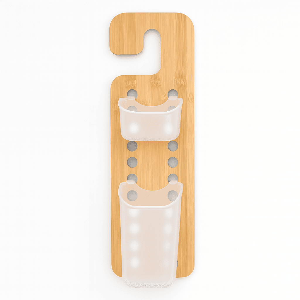 Mensola Porta Accessori da Bagno in Legno di Bambù e Abs 14x10 H 44 cm Moderno in Mensole Danyx - Casoria, commercioVirtuoso.it