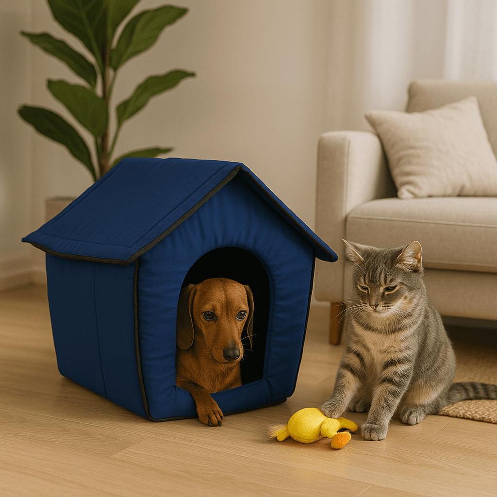 Casetta Pieghevole per Animali Domestici in Tessuto Blu 43x43x36cm Cani e Gatti in Recinti gioco Danyx - Casoria, commercioVirtuoso.it