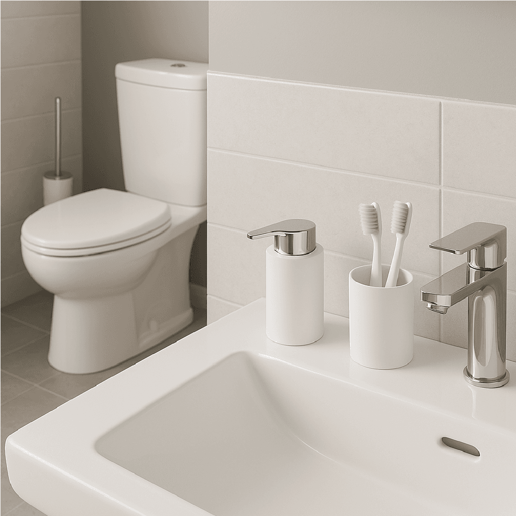kit Accessori Bagno 3 pezzi Plastica Abs Bianco Silver Design Moderno Resistente in Set di accessori per il bagno Danyx - Casoria, commercioVirtuoso.it