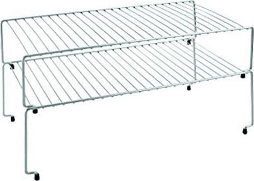 SET 2 MENSOLE SOVRAPPONIBILI SKY cm.47x23x26 - argento metallizzato satinato in prodotto EuroStore07 - Alatri, commercioVirtuoso.it