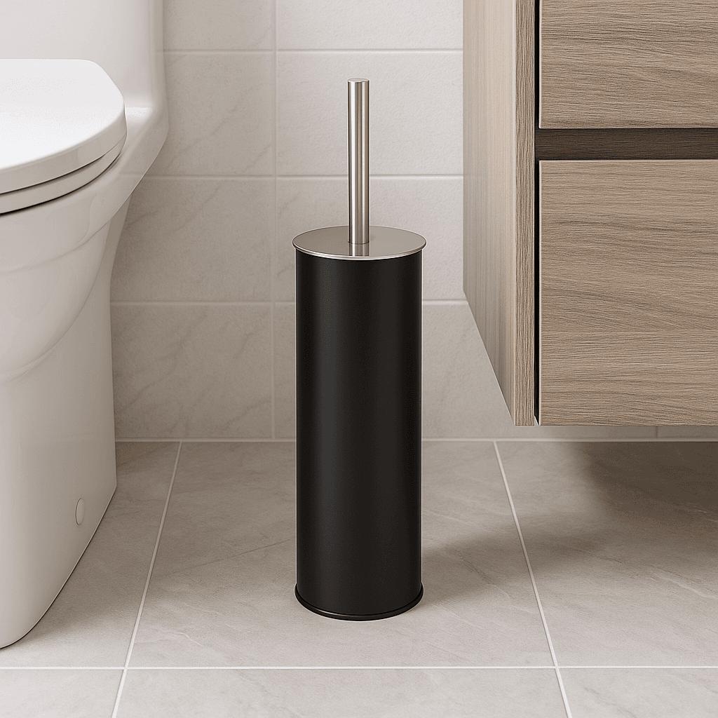Porta Scopino WC Metallo e Acciaio H 37,5 cm con Spazzolone Setole Dure Nero in Scopini e porta scopini Danyx - Casoria, commercioVirtuoso.it