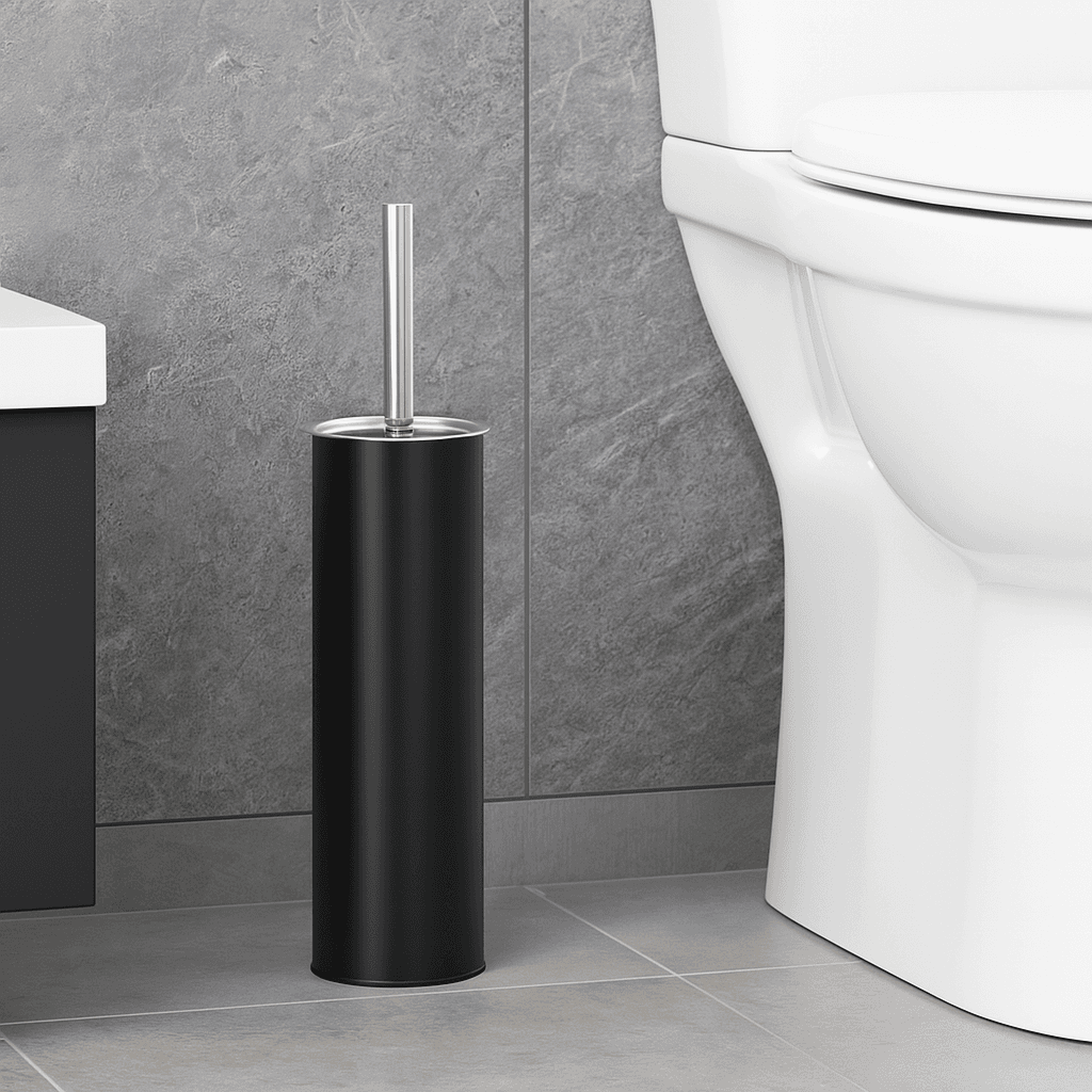 Porta Scopino WC Metallo e Acciaio H 37,5 cm con Spazzolone Setole Dure Nero in Scopini e porta scopini Danyx - Casoria, commercioVirtuoso.it