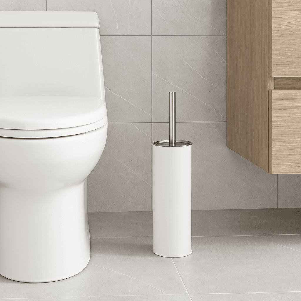 Porta Scopino WC Metallo e Acciaio H 37,5 cm con Spazzolone Setole Dure Bianco in Scopini e porta scopini Danyx - Casoria, commercioVirtuoso.it