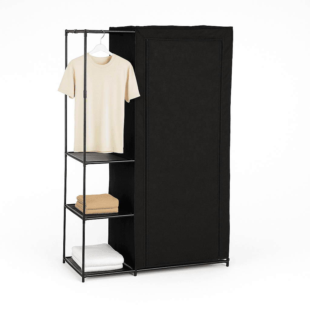 Armadio Doppio Salvaspazio Metallo e Tessuto TNT Appendiabiti 105x43x172cm Nero in Armadi pieghevoli Danyx - Casoria, commercioVirtuoso.it