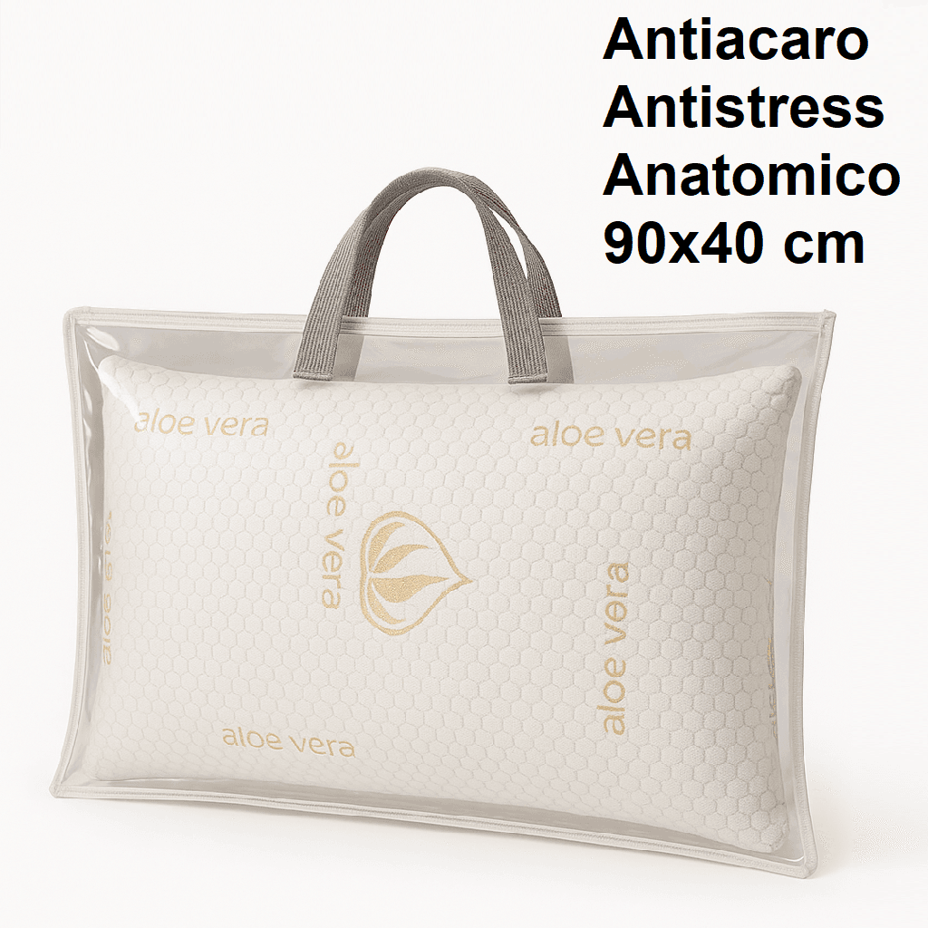 Cuscino Maxi Schiuma AloeVera Anatomico Anallergico Traspirante Borsa PVC 90x40cm in Cuscini standard Danyx - Casoria, commercioVirtuoso.it