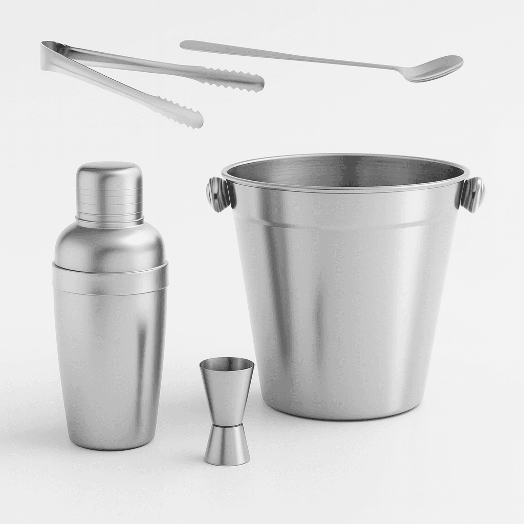 Set 5pz Preparazione Cocktail Secchiello Shaker e Accessori Acciaio Inox Kit Barman in Set di accessori da Cocktail Danyx - Casoria, commercioVirtuoso.it