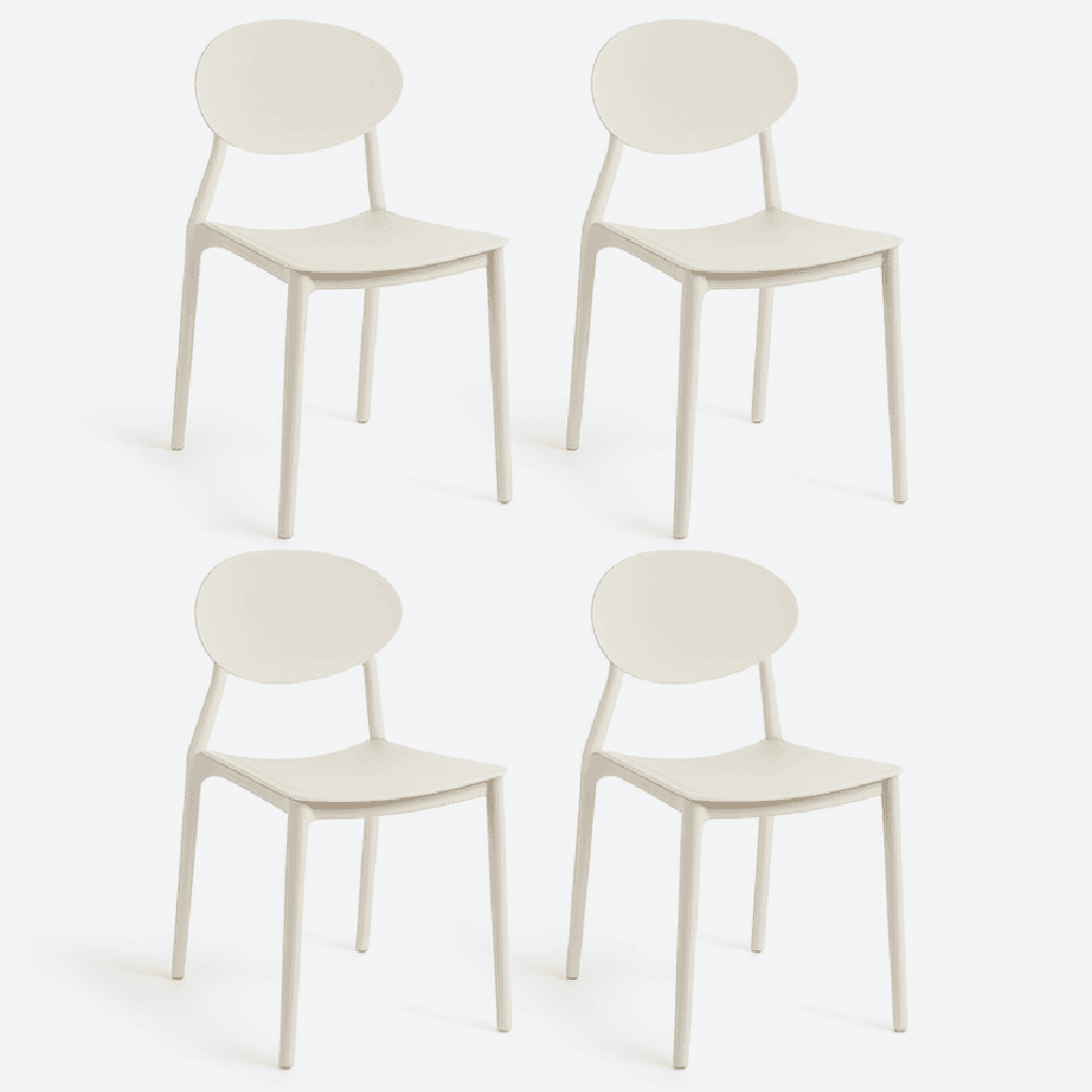 Sedia Kit 4pz in Polipropilene Schienale Sagomato Uso Interno ed Esterno Bianco in Sedie per tavolo da giardino Danyx - Casoria, commercioVirtuoso.it