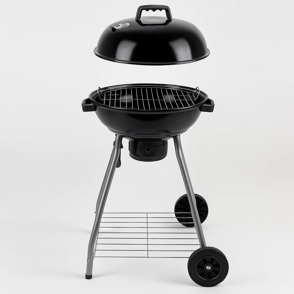 Barbecue a Carbone Rotondo con 2Ruote Valvola Cottura Ventilata Ø43 cm Nero in Barbecue a carbone Danyx - Casoria, commercioVirtuoso.it
