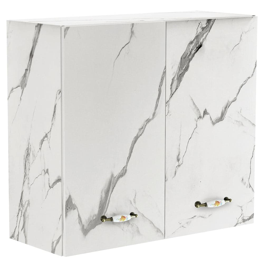 Mobile Cucina Pensile 2Ante Componibile in Legno Colore Bianco Marmo 80x32 H72cm in Moduli componibili Danyx - Casoria, commercioVirtuoso.it