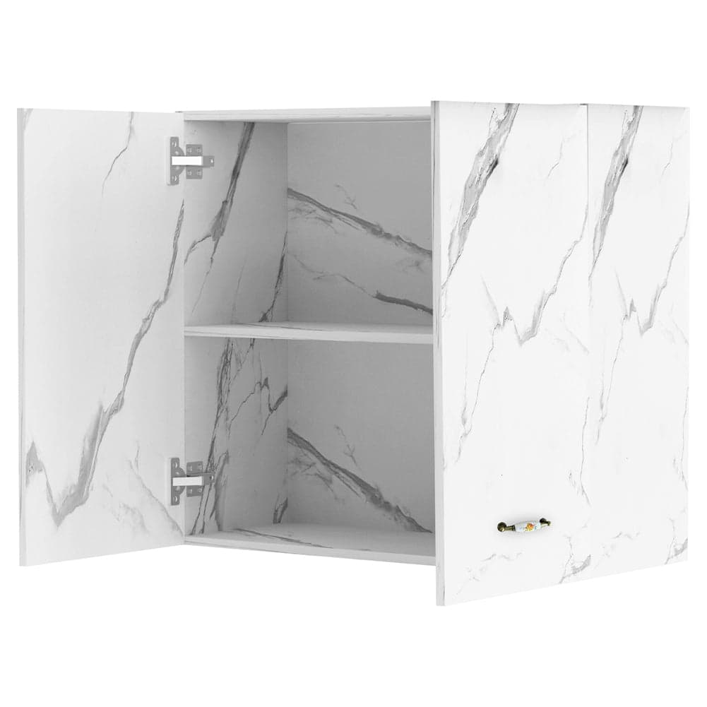 Mobile Cucina Pensile 2Ante Componibile in Legno Colore Bianco Marmo 80x32 H72cm in Moduli componibili Danyx - Casoria, commercioVirtuoso.it