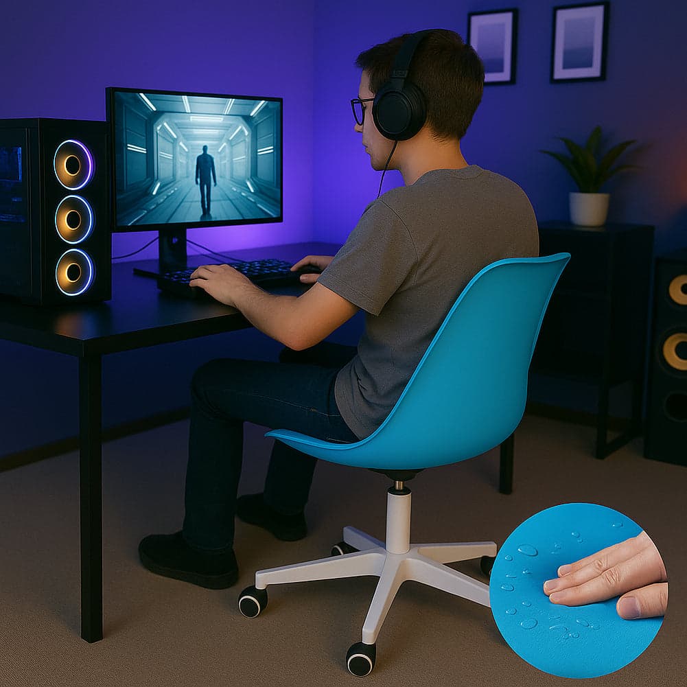 Sedia Ufficio Ergonomica Regolabile 4ruote Girevoli Design Moderno Blu in Sedie da scrivania Danyx - Casoria, commercioVirtuoso.it