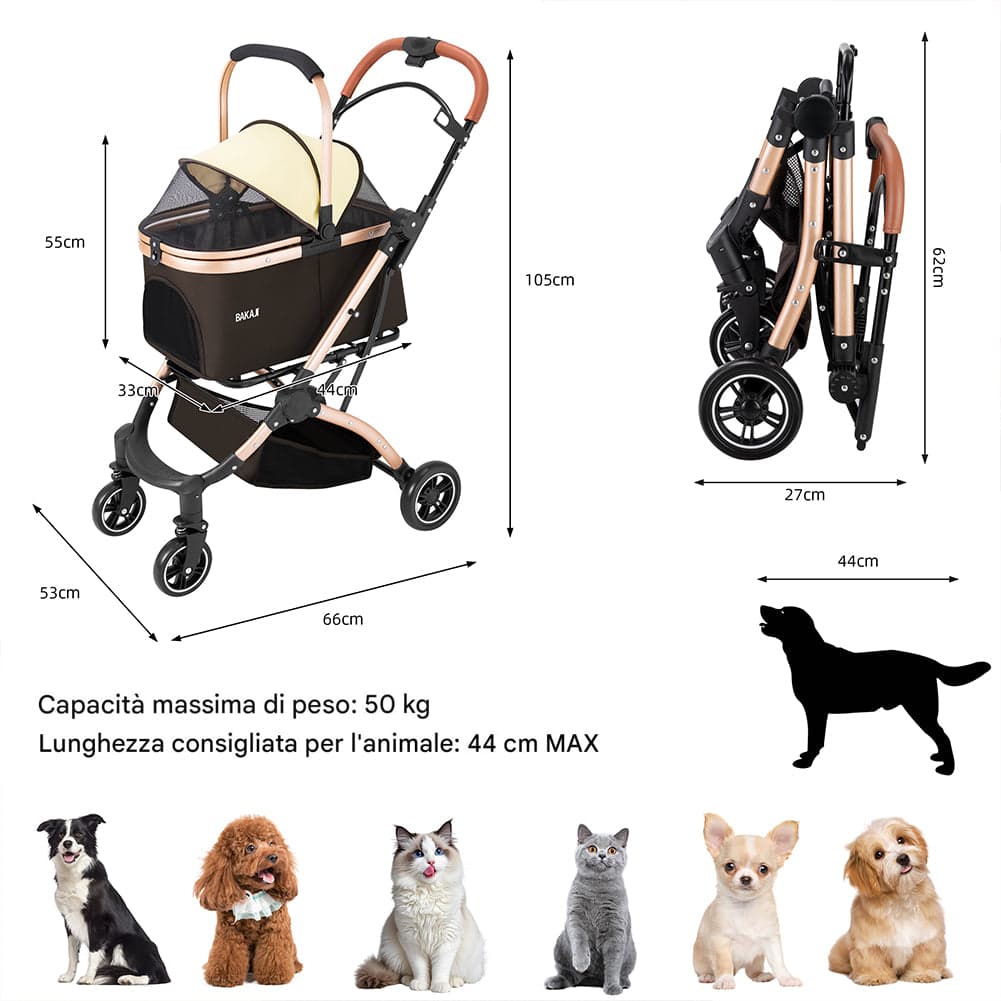 Passeggino 2in1 per Animali Domestici Carrozzina Cani Gatti Convertibile Marrone in Passeggini Esplodia - Napoli, commercioVirtuoso.it