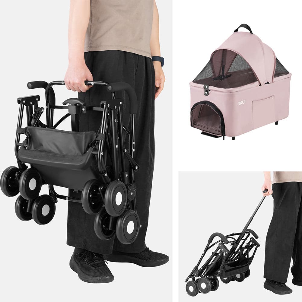 Passeggino per Cani e Gatti con Traportino Rimovibile per Animali Domestici Rosa in Passeggini Esplodia - Napoli, commercioVirtuoso.it