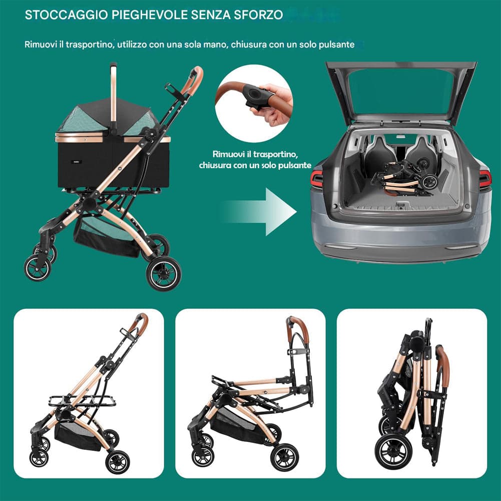 Passeggino Carrozzina 2in1 per Cani Gatti Trasportino Removibile Pieghevole 50kg in Passeggini Danyx - Casoria, commercioVirtuoso.it