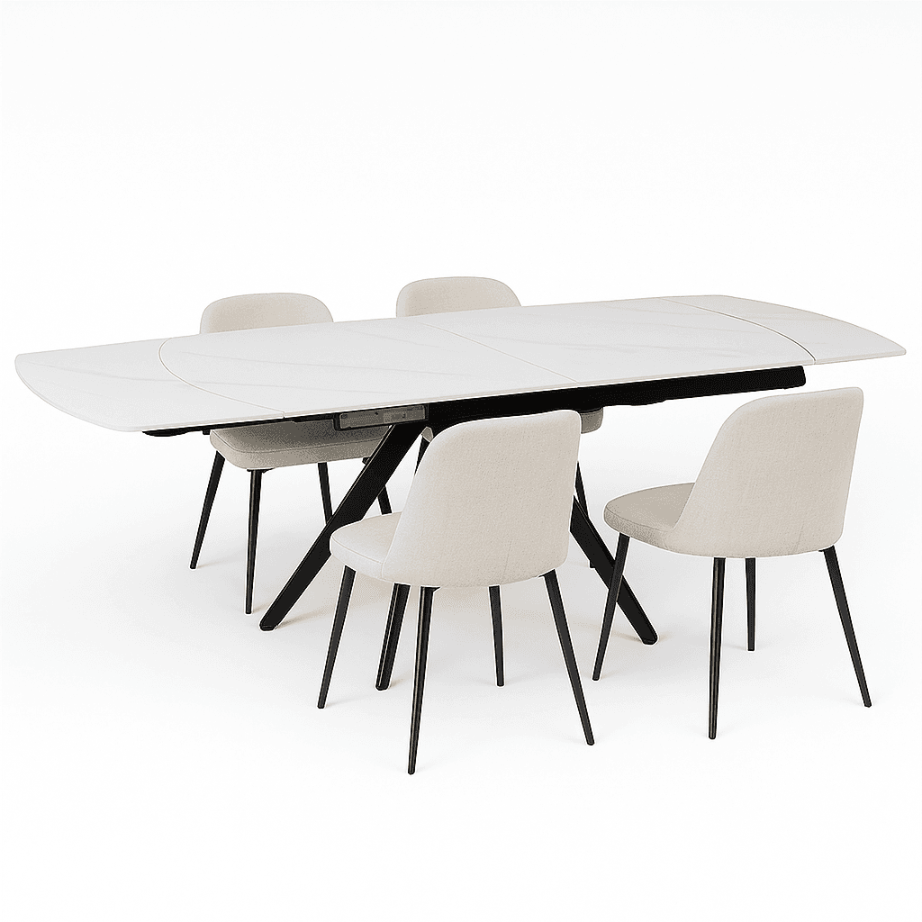 Tavolo Cucina Soggiorno Allungabile Rotante Piano Ceramica Bianco 6-8 posti 140/180cm in Tavoli da sala da pranzo Danyx - Casoria, commercioVirtuoso.it