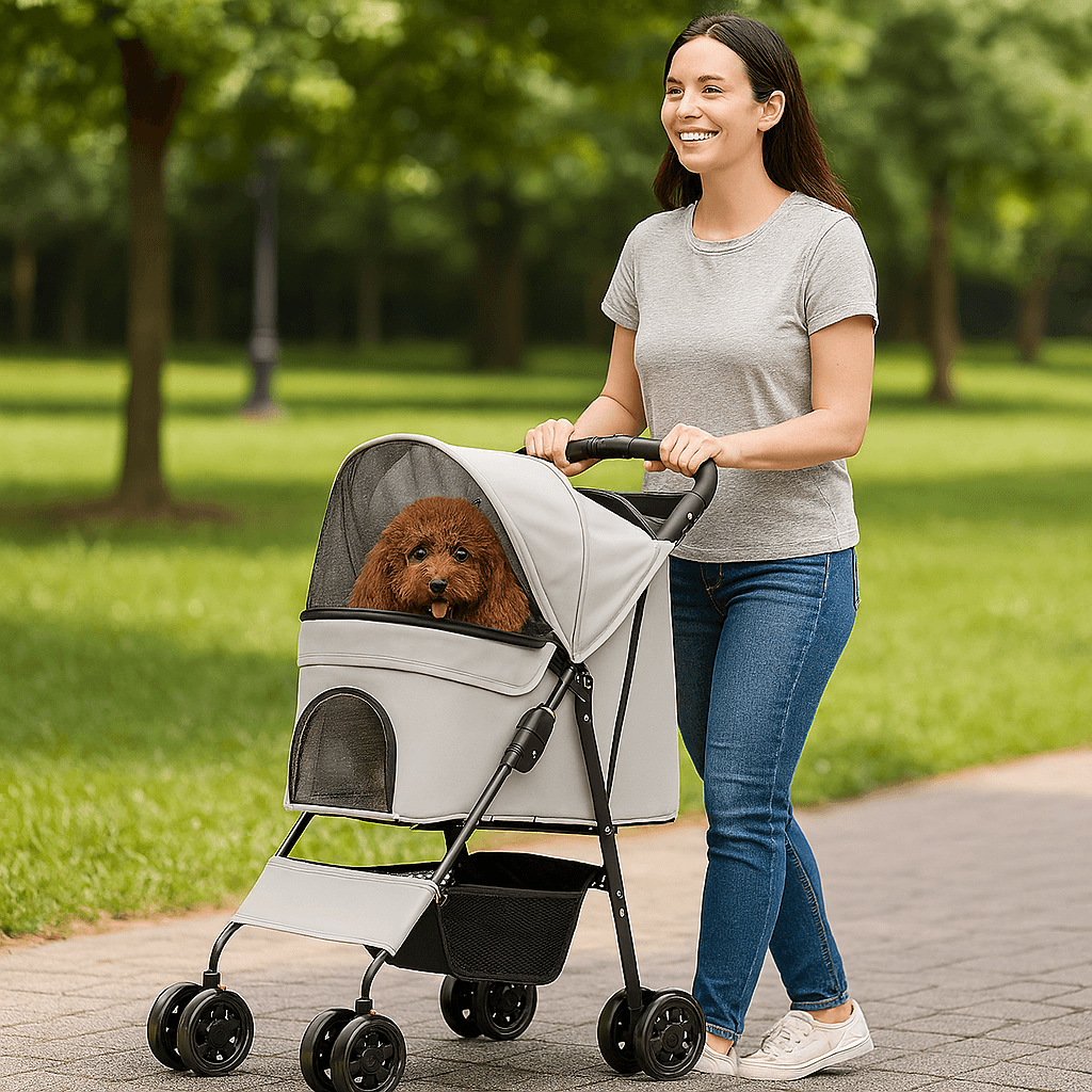Passeggino Pieghevole per Cani e Gatti Taglia Media-Grande fino a 30kg Grigio in Passeggini Danyx - Casoria, commercioVirtuoso.it
